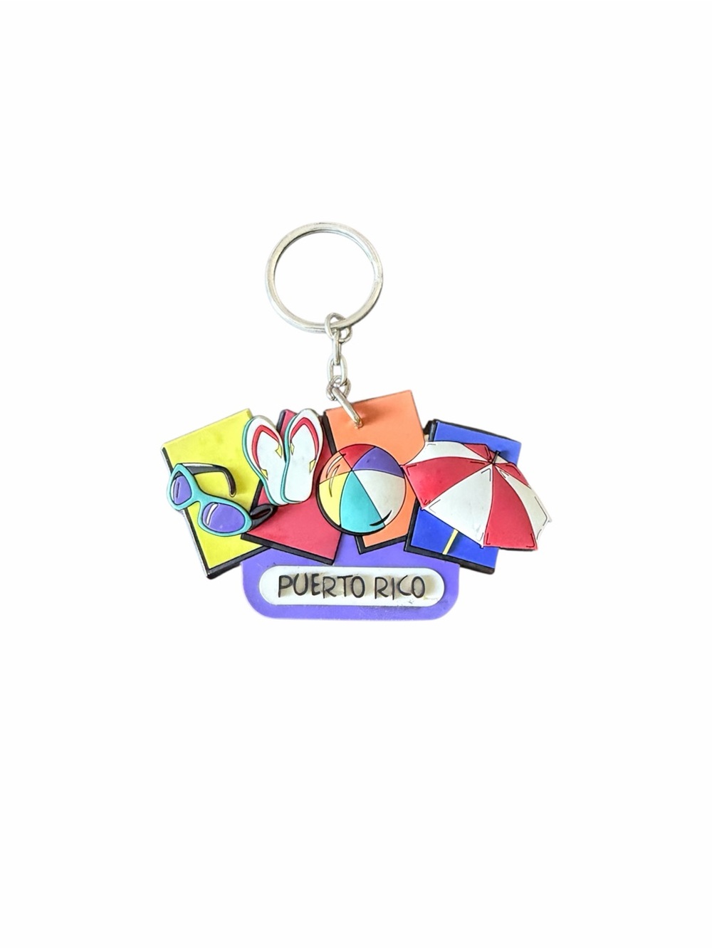 Puerto Rico Beach Keychain - Colorful Summer Design
